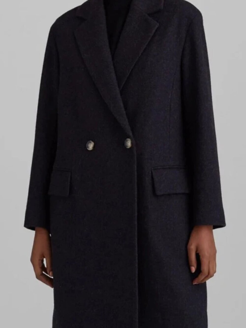 Women's Club Monaco Black Wool Blend Double Breasted Coat Jacket Size S